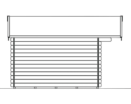 Zahradní sauna s vodorovným dřevěným obkladem a světlíkem