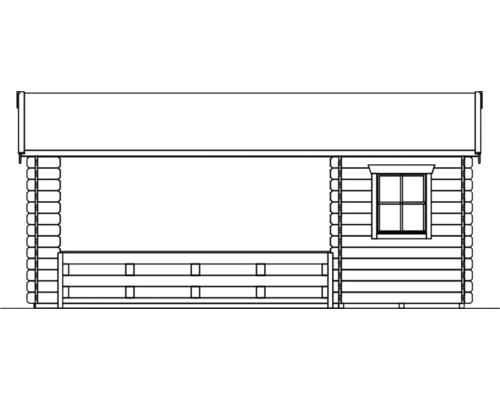 Obrázek zahradního domku s verandou a oknem