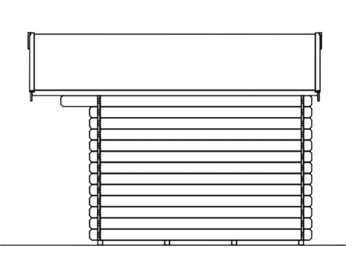 Boční pohled na dřevěný zahradní domek