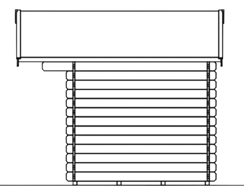 Schéma dřevěné zahradní chatky s konstrukcí z hranolů