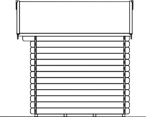 Ilustrace zahradního domku s konstrukcí z dřevěných trámů