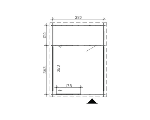 Půdorys zahradního domku s rozměry
