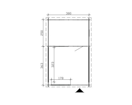 Půdorys zahradního domku s rozměry