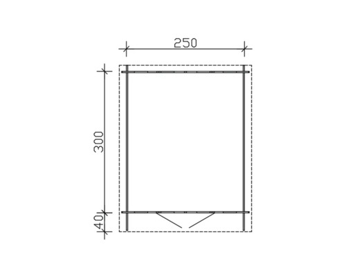 Technický výkres boxu na nářadí o rozměrech 250 krát 300 krát 40