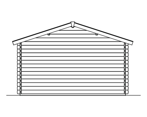 Nákres zahradního altánu se sedlovou střechou a konstrukcí z trámů