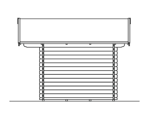 Ilustrace zahradního domku z masivních dřevěných profilů