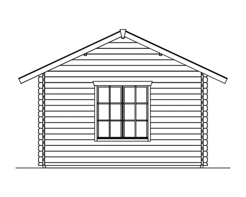 Nákres zahradního domku s oknem