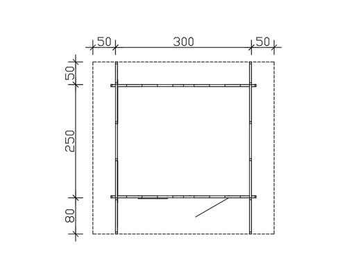 Půdorys zahradního domku s rozměry