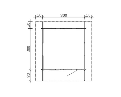 Půdorys zahradního domku s rozměry