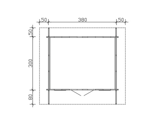 Technický výkres zahradního domku s rozměry