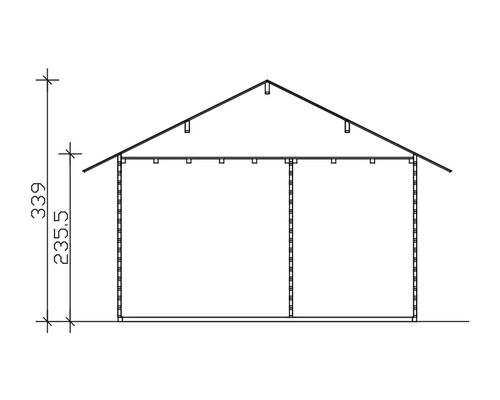 Nákres zahradního domku s rozměry