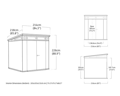 Nákres rozměrů zahradního domku