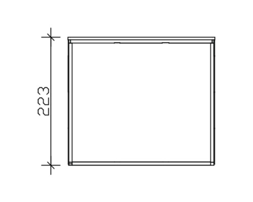 Technický výkres čtvercového objektu s rozměrem 223