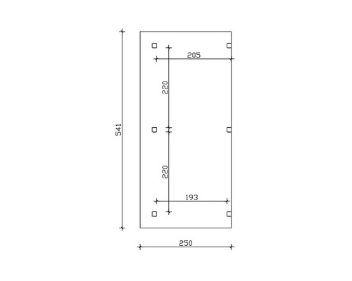 Technický nákres s rozměry pro stavební prvek
