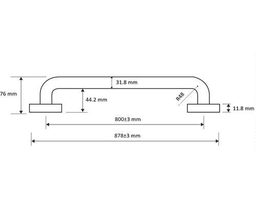Technický výkres madla s rozměry