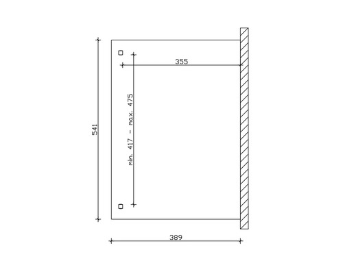 Technický výkres s rozměry pro montáž
