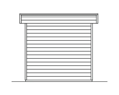 Dřevěný zahradní domek s rolovacími vraty