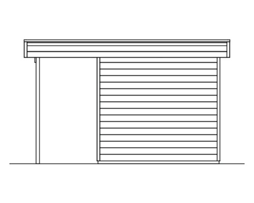 Ilustrace zahradního domku s dřevěným obkladem