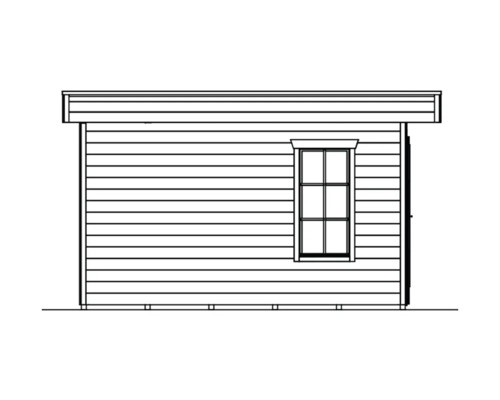 Ilustrace zahradního domku s oknem