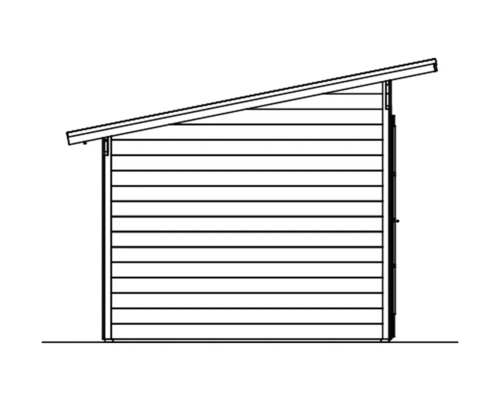 Ilustrace dřevěné kůlny s pultovou střechou