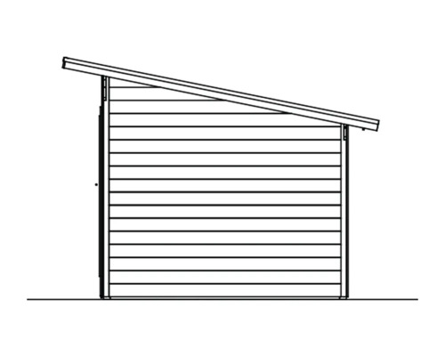 Ilustrace zahradního domku s pultovou střechou