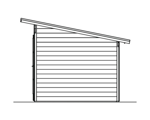 Ilustrace zahradního domku s pultovou střechou