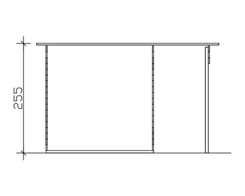 Technický výkres regálu s výškovou specifikací 255
