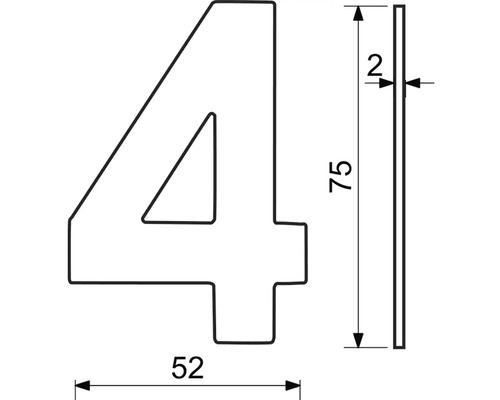 Technický nákres domovního čísla 4 s rozměry