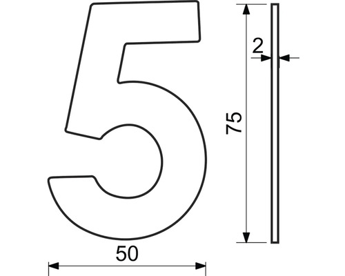 Technický nákres domovního čísla 5 s rozměry
