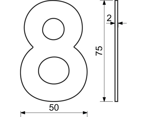 Technický nákres čísla domu 8 s rozměry