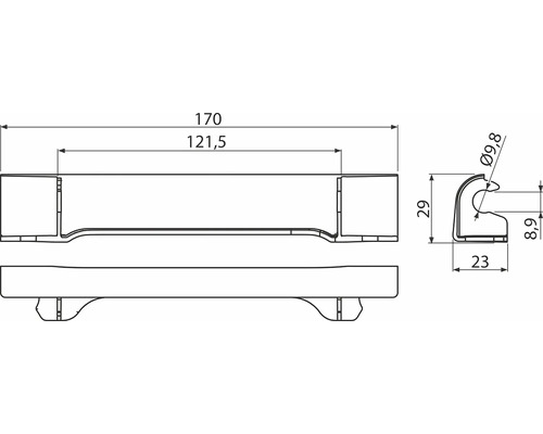 Technický výkres s rozměry produktu.