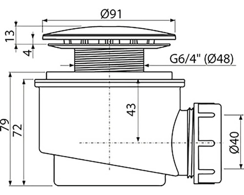 Technický výkres výpustného ventilu s rozměry