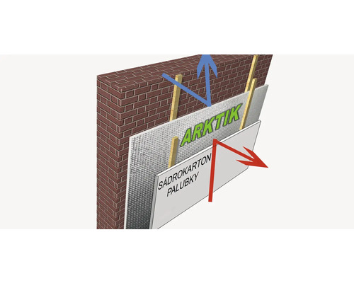 Konstrukce stěny s cihlovým zdivem, dřevěnou konstrukcí a izolačními panely