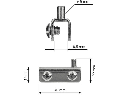 Nákres nábytkového kování s rozměry