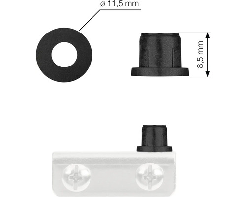 Pouzdro závěsu o rozměrech 11,5 mm v průměru a 8,5 mm na výšku