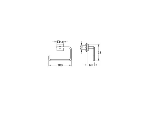 Technický nákres držáku toaletního papíru s rozměry