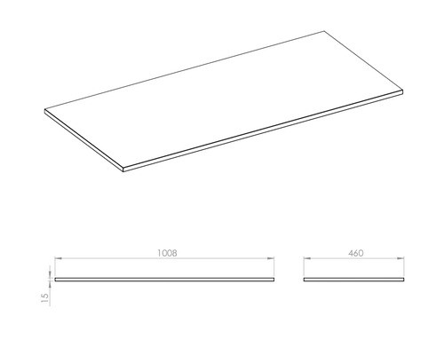 Zobrazení pracovní desky s rozměry.