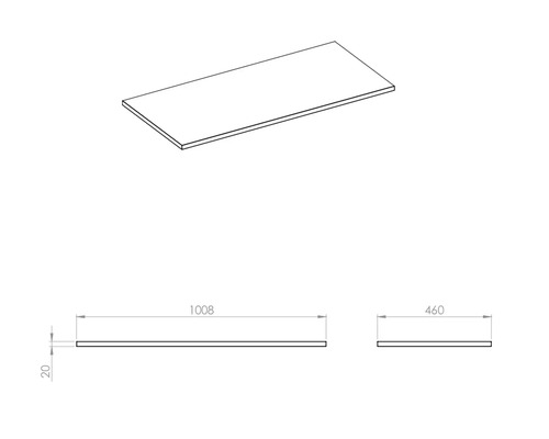 Nákres pracovní desky s rozměry