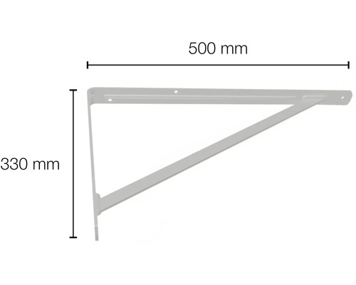 Policový úhelník o rozměrech 500 mm x 330 mm