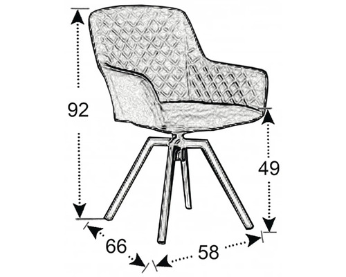 Rozměry židle znázorněny