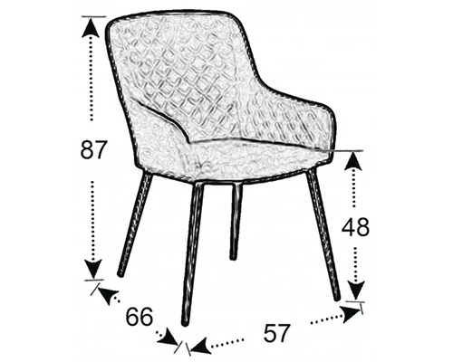 Nákres židle s rozměry