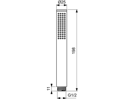 Technický výkres ruční sprchy s rozměry
