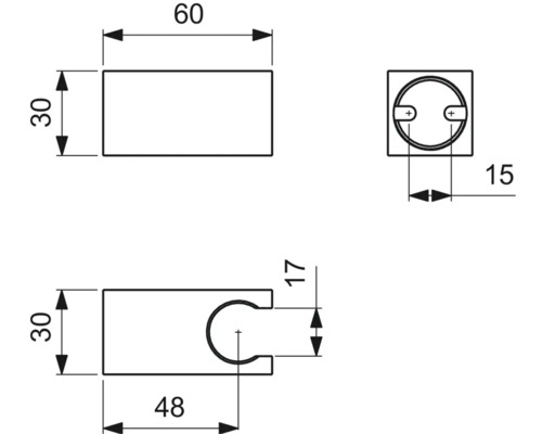 Technický výkres držáku s rozměry