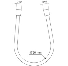 Schéma připojovací hadice zařízení s připojeními G 1/2 palce a délkou 1750 mm