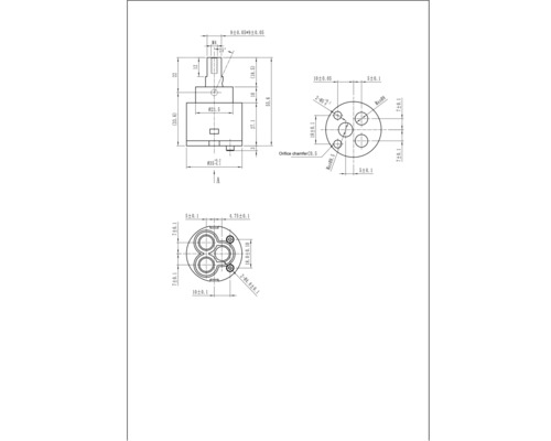 Technický výkres ventilu s rozměry