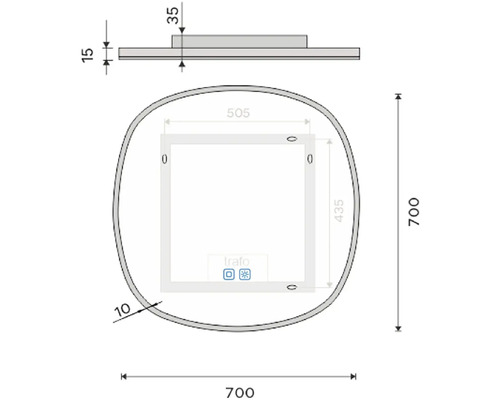 Rozměry zrcadlového svítidla