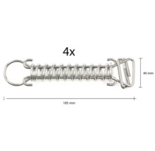 Čtyři kusy pružinových závlaček, délka 185 mm a šířka 40 mm