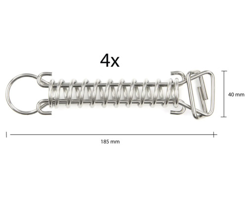 Čtyři kusy pružinových závlaček, délka 185 mm a šířka 40 mm