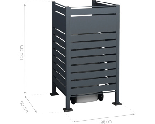 Kryt na popelnice z hliníku, 90 x 90 x 150 cm