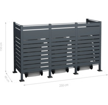 Box na popelnice o rozměrech 250 x 150 x 90 centimetrů